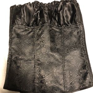 Black brocade style corset/puffy bustier top, size M